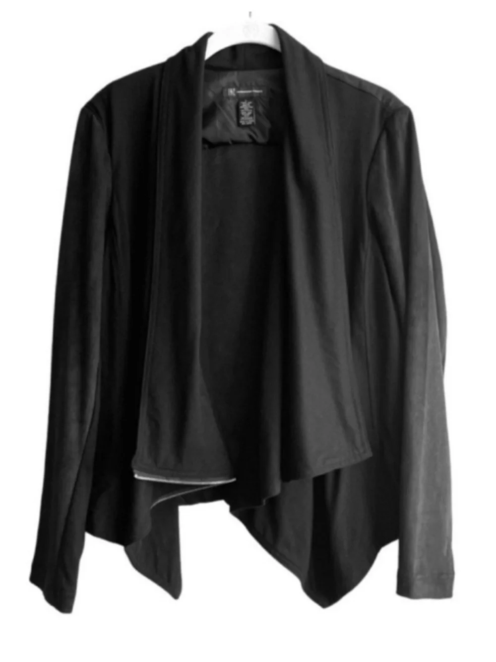 INC International Concepts Faux Suede Moto Blazer Jacket Black Size L